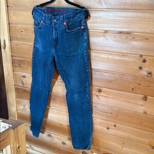 True Religion Dark Denim Jacket with Red Embroidery